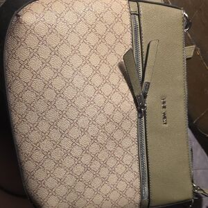 Nine West Olive and Cream Patterned Crossbody Bag